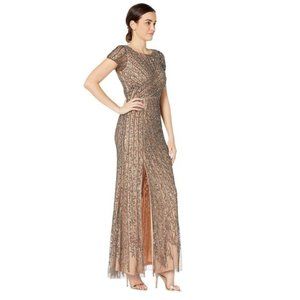 Adrianna Papell Cap Sleeve Beaded Gown